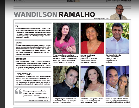 COLUNA WANDILSON RAMALHO-JORNAL DE FATO –