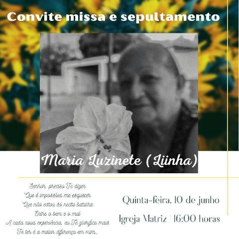 CONVITE MISSA E SEPULTAMENTO DE MARIA LUZINETE DE LIMA VERAS .(LIINHA ).