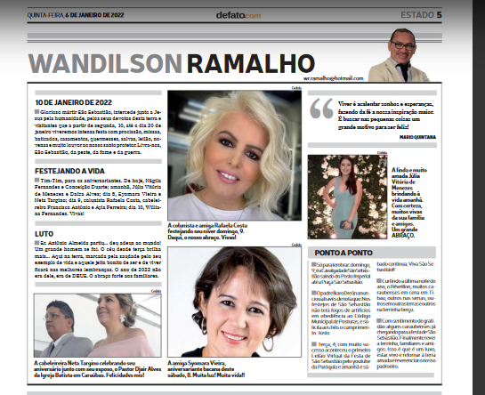 EIS A COLUNA DE WANDILSON RAMALHO-JORNAL DE FATO ..